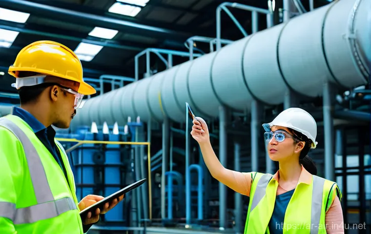 대기오염 방지시설 운영 실무 - Prompt 1: Dedicated Professionals Maintaining Clean Air Technologies**