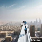 대기오염물질 측정 실무 경험담 - **Prompt:** A bustling, modern city in the Arabian Gulf region, with sleek architecture, seen from a...