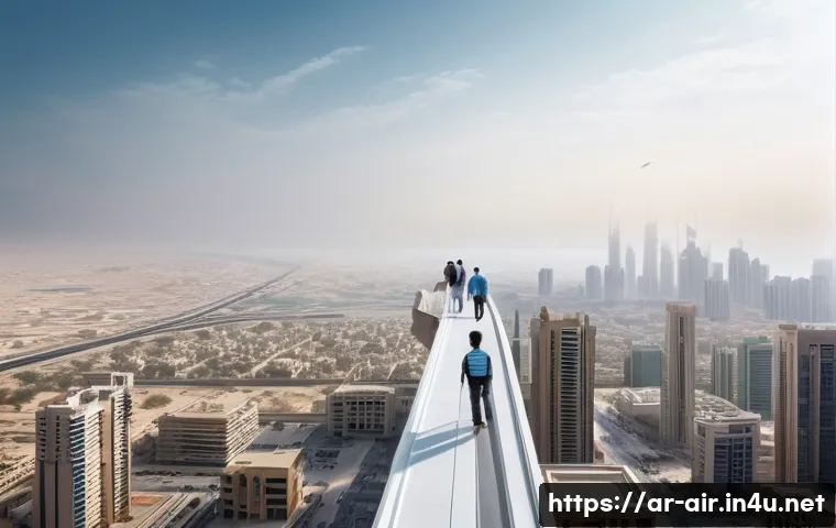 대기오염물질 측정 실무 경험담 - **Prompt:** A bustling, modern city in the Arabian Gulf region, with sleek architecture, seen from a...