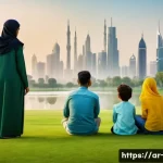 대기오염 측정 실무 케이스 스터디 - **Prompt:** "A vibrant, modern Arab city skyline is visible in the background, subtly shrouded in a ...