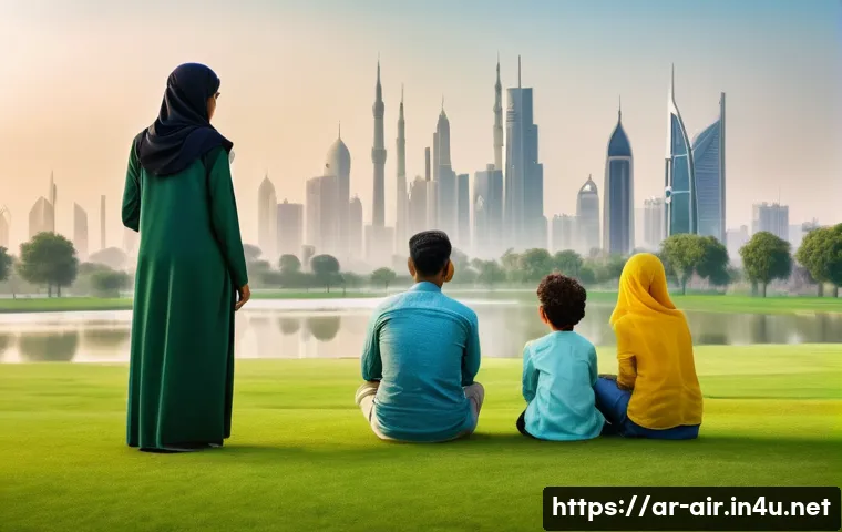 대기오염 측정 실무 케이스 스터디 - **Prompt:** "A vibrant, modern Arab city skyline is visible in the background, subtly shrouded in a ...