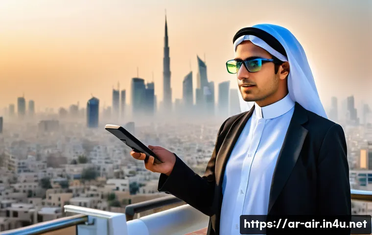 대기환경 실무자의 경력 관리 팁 - A professional Arab environmental scientist wearing modest business attire and safety glasses, atten...